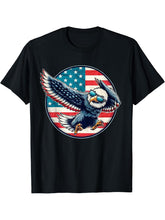 Dabbing American Bald Eagle 4th Of July Vintage USA Flag T-Shirt 180G 100% Cotton Printed Round Neck Short-Sleeve T-Shirt, Gifts for Men Dad Husband Grandpa, S-XXXL, Black