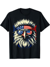Bald Eagle Patriotic American Sunglasses Flag 4th Of July T-Shirt 180G 100% Cotton Printed Round Neck Short-Sleeve T-Shirt, Gifts for Men Dad Husband Grandpa, S-XXXL, Black