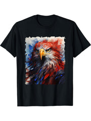American Bald Eagle USA Independence Day Patriotic 4th July T-Shirt 180G 100% Cotton Printed Round Neck Short-Sleeve T-Shirt, Gifts for Men Dad Husband Grandpa, S-XXXL, Black