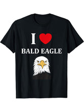 Bird Raptor Simple Bird Eagle Bird i love Bald Eagle T-Shirt 180G 100% Cotton Printed Round Neck Short-Sleeve T-Shirt, Gifts for Men Dad Husband Grandpa, S-XXXL, Black