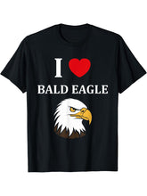 Bird Raptor Simple Bird Eagle Bird i love Bald Eagle T-Shirt 180G 100% Cotton Printed Round Neck Short-Sleeve T-Shirt, Gifts for Men Dad Husband Grandpa, S-XXXL, Black
