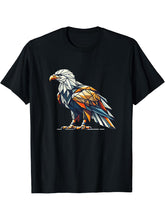 Geometric Art Bald Eagle Bald Eagles T-Shirt 180G 100% Cotton Printed Round Neck Short-Sleeve T-Shirt, Gifts for Men Dad Husband Grandpa, S-XXXL, Black