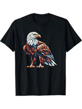 Geometric Art Bald Eagle Bald Eagles T-Shirt 180G 100% Cotton Printed Round Neck Short-Sleeve T-Shirt, Gifts for Men Dad Husband Grandpa, S-XXXL, Black