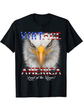 American Holidays Patriotic Stars and Stripes Bald Eagle T-Shirt 180G 100% Cotton Printed Round Neck Short-Sleeve T-Shirt, Gifts for Men Dad Husband Grandpa, S-XXXL, Black