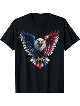American Flag Bald Flying Eagle T-Shirt 180G 100% Cotton Printed Round Neck Short-Sleeve T-Shirt, Gifts for Men Dad Husband Grandpa, S-XXXL, Black