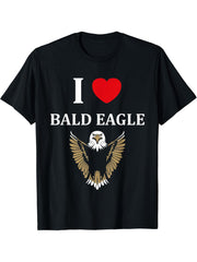 Bird Raptor Simple Bird Eagle Bird i love Bald Eagle T-Shirt 180G 100% Cotton Printed Round Neck Short-Sleeve T-Shirt, Gifts for Men Dad Husband Grandpa, S-XXXL, Black