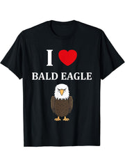 Bird Raptor Simple Bird Eagle Bird i love Bald Eagle T-Shirt 180G 100% Cotton Printed Round Neck Short-Sleeve T-Shirt, Gifts for Men Dad Husband Grandpa, S-XXXL, Black