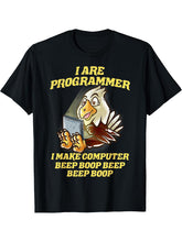 I Are Programmer IT Nerd American Bald Eagle Software Geek T-Shirt 180G 100% Cotton Printed Round Neck Short-Sleeve T-Shirt, Gifts for Men Dad Husband Grandpa, S-XXXL, Black