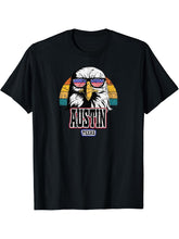 Austin Texas USA America Flag Men Women Grunge Bald Eagle T-Shirt 180G 100% Cotton Printed Round Neck Short-Sleeve T-Shirt, Gifts for Men Dad Husband Grandpa, S-XXXL, Black