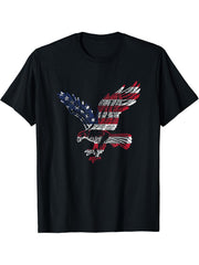 Flying Bald Eagle American 4th of July USA T-Shirt 180G 100% Cotton Printed Round Neck Short-Sleeve T-Shirt, Gifts for Men Dad Husband Grandpa, S-XXXL, Black