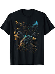 Eagle Bird USA American Freedom Bald Eagle Gift T-Shirt 180G 100% Cotton Printed Round Neck Short-Sleeve T-Shirt, Gifts for Men Dad Husband Grandpa, S-XXXL, Black