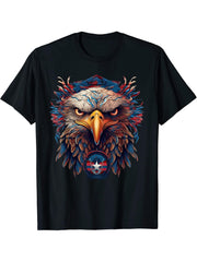 American Flag Patriotic Bald Eagle 4th Of July Men USA T-Shirt 180G 100% Cotton Printed Round Neck Short-Sleeve T-Shirt, Gifts for Men Dad Husband Grandpa, S-XXXL, Black