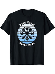 Bald Eagle State Park Pennsylvania PA Winter Christmas T-Shirt 180G 100% Cotton Printed Round Neck Short-Sleeve T-Shirt, Gifts for Men Dad Husband Grandpa, S-XXXL, Black
