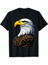 Bald Eagle American National Symbol Animal Patriotic Freedom T-Shirt 180G 100% Cotton Printed Round Neck Short-Sleeve T-Shirt, Gifts for Men Dad Husband Grandpa, S-XXXL, Black