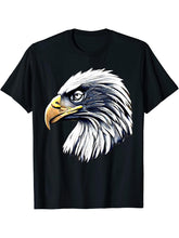 Bald Eagle American National Symbol Animal Patriotic Freedom T-Shirt 180G 100% Cotton Printed Round Neck Short-Sleeve T-Shirt, Gifts for Men Dad Husband Grandpa, S-XXXL, Black