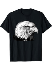 Bald Eagle American National Symbol Animal Patriotic Freedom T-Shirt 180G 100% Cotton Printed Round Neck Short-Sleeve T-Shirt, Gifts for Men Dad Husband Grandpa, S-XXXL, Black
