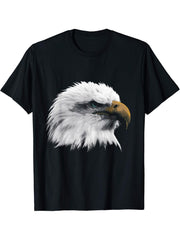 Bald Patriotic Eagle Design T-Shirt 180G 100% Cotton Printed Round Neck Short-Sleeve T-Shirt, Gifts for Men Dad Husband Grandpa, S-XXXL, Black