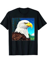 Bald Eagle American National Symbol Animal Patriotic Freedom T-Shirt 180G 100% Cotton Printed Round Neck Short-Sleeve T-Shirt, Gifts for Men Dad Husband Grandpa, S-XXXL, Black