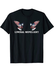 Funny Conservative American Bald Eagle Loves America T-Shirt 180G 100% Cotton Printed Round Neck Short-Sleeve T-Shirt, Gifts for Men Dad Husband Grandpa, S-XXXL, Black