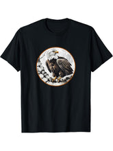 Colorful Retro Bald Eagle Design by Bird Fan T-Shirt 180G 100% Cotton Printed Round Neck Short-Sleeve T-Shirt, Gifts for Men Dad Husband Grandpa, S-XXXL, Black