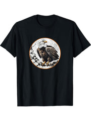 Colorful Retro Bald Eagle Design by Bird Fan T-Shirt 180G 100% Cotton Printed Round Neck Short-Sleeve T-Shirt, Gifts for Men Dad Husband Grandpa, S-XXXL, Black