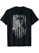 Desert Camo American Flag Bald Eagle Tactical Camouflage USA T-Shirt 180G 100% Cotton Printed Round Neck Short-Sleeve T-Shirt, Gifts for Men Dad Husband Grandpa, S-XXXL, Black