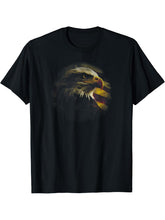 Bald Eagle American Flag Patriotic Freedom Liberty T-Shirt 180G 100% Cotton Printed Round Neck Short-Sleeve T-Shirt, Gifts for Men Dad Husband Grandpa, S-XXXL, Black