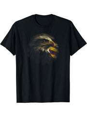 Bald Eagle American Flag Patriotic Freedom Liberty T-Shirt 180G 100% Cotton Printed Round Neck Short-Sleeve T-Shirt, Gifts for Men Dad Husband Grandpa, S-XXXL, Black