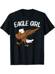 Cool Eagle For Girls Boy Girl Dabbing Bald Flying Animal T-Shirt 180G 100% Cotton Printed Round Neck Short-Sleeve T-Shirt, Gifts for Men Dad Husband Grandpa, S-XXXL, Black
