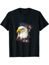 Bald Eagle American USA Flag T-Shirt 180G 100% Cotton Printed Round Neck Short-Sleeve T-Shirt, Gifts for Men Dad Husband Grandpa, S-XXXL, Black