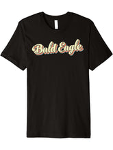 Bald Eagle TShirt Retro Art Baseball Font Vintage Premium T-Shirt 180G 100% Cotton Printed Round Neck Short-Sleeve T-Shirt, Gifts for Men Dad Husband Grandpa, S-XXXL, Black