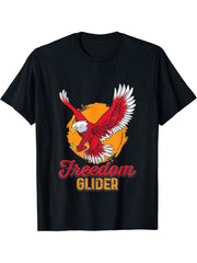 Freedom Glider Funny Bald Eagle Nickname Illustration Outfit T-Shirt 180G 100% Cotton Printed Round Neck Short-Sleeve T-Shirt, Gifts for Men Dad Husband Grandpa, S-XXXL, Black