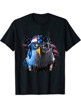 Bald Eagle American Flag 4th Of July Independence Day T-Shirt 180G 100% Cotton Printed Round Neck Short-Sleeve T-Shirt, Gifts for Men Dad Husband Grandpa, S-XXXL, Black