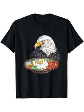 Bald Eagle Eating Bibimbap T-Shirt 180G 100% Cotton Printed Round Neck Short-Sleeve T-Shirt, Gifts for Men Dad Husband Grandpa, S-XXXL, Black