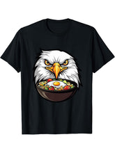 Bald Eagle Eating Bibimbap T-Shirt 180G 100% Cotton Printed Round Neck Short-Sleeve T-Shirt, Gifts for Men Dad Husband Grandpa, S-XXXL, Black