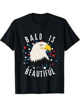 American Bald Eagle Bald is Beautiful 4th of July Vintage T-Shirt 180G 100% Cotton Printed Round Neck Short-Sleeve T-Shirt, Gifts for Men Dad Husband Grandpa, S-XXXL, Black