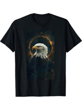 Bald Eagle Ring Wildlife art Nature lover Bird T-Shirt 180G 100% Cotton Printed Round Neck Short-Sleeve T-Shirt, Gifts for Men Dad Husband Grandpa, S-XXXL, Black