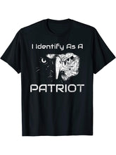 I Identify As A Patriot American Pride Bald Eagle T-Shirt 180G 100% Cotton Printed Round Neck Short-Sleeve T-Shirt, Gifts for Men Dad Husband Grandpa, S-XXXL, Black