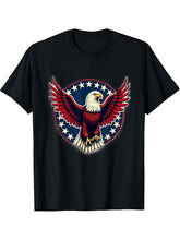 Cool Bald Eagle American Patriotic Man Funny Tee T-Shirt 180G 100% Cotton Printed Round Neck Short-Sleeve T-Shirt, Gifts for Men Dad Husband Grandpa, S-XXXL, Black