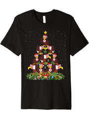 Funny Bald Eagle Bird Lover Santa Bald Eagle Christmas Tree Premium T-Shirt 180G 100% Cotton Printed Round Neck Short-Sleeve T-Shirt, Gifts for Men Dad Husband Grandpa, S-XXXL, Black