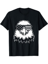 bald eagle american flag shirt 4th Of July T-Shirt 180G 100% Cotton Printed Round Neck Short-Sleeve T-Shirt, Gifts for Men Dad Husband Grandpa, S-XXXL, Black