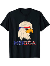 Patriotic Merica Bald Eagle Mullet - of Freedom 4th of July T-Shirt 180G 100% Cotton Printed Round Neck Short-Sleeve T-Shirt, Gifts for Men Dad Husband Grandpa, S-XXXL, Black