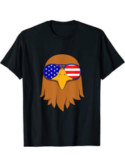 Patriotic Merica Bald Eagle Mullet - of Freedom 4th of July T-Shirt 180G 100% Cotton Printed Round Neck Short-Sleeve T-Shirt, Gifts for Men Dad Husband Grandpa, S-XXXL, Black