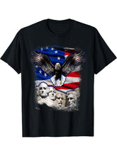 Betsy Ross Flag American Bald Eagle Mount Rushmore Men Women T-Shirt 180G 100% Cotton Printed Round Neck Short-Sleeve T-Shirt, Gifts for Men Dad Husband Grandpa, S-XXXL, Black