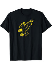 Golden Bald Eagle T-Shirt 180G 100% Cotton Printed Round Neck Short-Sleeve T-Shirt, Gifts for Men Dad Husband Grandpa, S-XXXL, Black