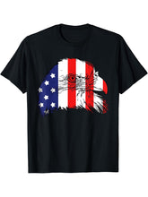American Flag Face from Bald Eagle National Animal Patriotic T-Shirt 180G 100% Cotton Printed Round Neck Short-Sleeve T-Shirt, Gifts for Men Dad Husband Grandpa, S-XXXL, Black