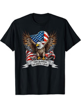 American Flag Bald Eagle T-Shirt 180G 100% Cotton Printed Round Neck Short-Sleeve T-Shirt, Gifts for Men Dad Husband Grandpa, S-XXXL, Black