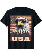 American Patriotic Flag of the Bald Eagle T-Shirt 180G 100% Cotton Printed Round Neck Short-Sleeve T-Shirt, Gifts for Men Dad Husband Grandpa, S-XXXL, Black