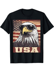 American Patriotic Flag of the Bald Eagle T-Shirt 180G 100% Cotton Printed Round Neck Short-Sleeve T-Shirt, Gifts for Men Dad Husband Grandpa, S-XXXL, Black