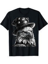 American Meme Bald Eagle Patriotic Bird Flag Lincoln Hat T-Shirt 180G 100% Cotton Printed Round Neck Short-Sleeve T-Shirt, Gifts for Men Dad Husband Grandpa, S-XXXL, Black